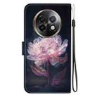 For Realme 13+ Global Crystal Texture Colored Drawing Leather Phone Case(Purple Peony) - 3