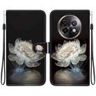 For Realme 13+ Global Crystal Texture Colored Drawing Leather Phone Case(Crystal Peony) - 1