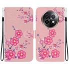 For Realme 13+ Global Crystal Texture Colored Drawing Leather Phone Case(Cherry Blossoms) - 1