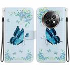 For Realme 13+ Global Crystal Texture Colored Drawing Leather Phone Case(Blue Pansies) - 1