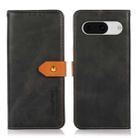 For Google Pixel 8a KHAZNEH Dual-color Cowhide Texture Flip Leather Phone Case(Black) - 1