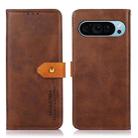 For Google Pixel 9 KHAZNEH Dual-color Cowhide Texture Flip Leather Phone Case(Brown) - 1