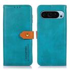 For Google Pixel 9 KHAZNEH Dual-color Cowhide Texture Flip Leather Phone Case(Blue) - 1