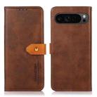 For Google Pixel 9 Pro KHAZNEH Dual-color Cowhide Texture Flip Leather Phone Case(Brown) - 1