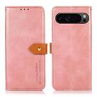 For Google Pixel 9 Pro KHAZNEH Dual-color Cowhide Texture Flip Leather Phone Case(Rose Gold) - 1