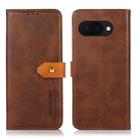 For Google Pixel 9a KHAZNEH Dual-color Cowhide Texture Flip Leather Phone Case(Brown) - 1