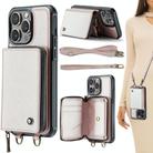 For iPhone 15 Pro JEEHOOD C22 Series Zipper Wallet Leather Phone Case with Dual Lanyard(Rose Gold) - 1