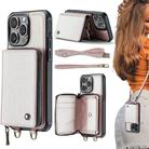 For iPhone 16 Pro Max JEEHOOD C22 Series Zipper Wallet Leather Phone Case with Dual Lanyard(Rose Gold) - 1