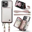 For iPhone 16 Pro Max JEEHOOD C22 Series Zipper Wallet Leather Phone Case with Dual Lanyard(Rose Gold) - 2