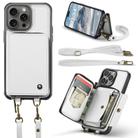 For iPhone 16 Pro Max JEEHOOD C22 Series Zipper Wallet Leather Phone Case with Dual Lanyard(White) - 2