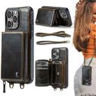 For iPhone 16 Pro Max JEEHOOD C22 Series Zipper Wallet Leather Phone Case with Dual Lanyard(Coffee) - 1