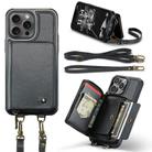 For iPhone 16 Pro JEEHOOD C22 Series Zipper Wallet Leather Phone Case with Dual Lanyard(Black) - 2