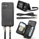 For iPhone 16 Plus JEEHOOD C22 Series Zipper Wallet Leather Phone Case with Dual Lanyard(Black) - 2