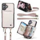 For iPhone 16 JEEHOOD C22 Series Zipper Wallet Leather Phone Case with Dual Lanyard(Rose Gold) - 2