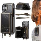 For iPhone 16 JEEHOOD C22 Series Zipper Wallet Leather Phone Case with Dual Lanyard(Coffee) - 1