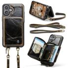 For iPhone 16 JEEHOOD C22 Series Zipper Wallet Leather Phone Case with Dual Lanyard(Coffee) - 2