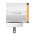 LDNIO A1302Q 2 in 1 18W QC3.0 USB Interface Grid Shape Travel Charger Mobile Phone Charger with Type-C / USB-C Data Cable, US Plug - 1