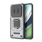 For Huawei Mate 60 Sliding Camshield TPU + PC Shockproof Phone Case with Holder(Grey) - 1