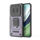 For Huawei Mate 60 Sliding Camshield TPU + PC Shockproof Phone Case with Holder(Purple) - 1