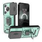 For Huawei P70 Pro 5G Sliding Camshield TPU + PC Shockproof Phone Case with Holder(Green) - 1