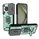 For Huawei P70 Art 5G Sliding Camshield TPU + PC Shockproof Phone Case with Holder(Green) - 1