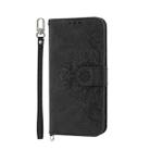 For iPhone 16 Pro Skin-feel Flowers Embossed Wallet Leather Phone Case(Black) - 2