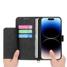 For iPhone 17 Pro Max Skin-feel Flowers Embossed Wallet Leather Phone Case(Black) - 3