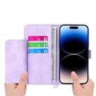 For iPhone 17 Pro Max Skin-feel Flowers Embossed Wallet Leather Phone Case(Purple) - 3