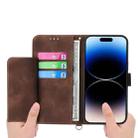 For iPhone 17 Pro Max Skin-feel Flowers Embossed Wallet Leather Phone Case(Brown) - 3