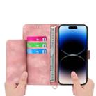 For iPhone 17 Pro Skin-feel Flowers Embossed Wallet Leather Phone Case(Pink) - 3