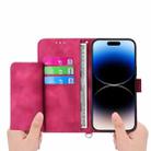 For iPhone 17 Skin-feel Flowers Embossed Wallet Leather Phone Case(Wine Red) - 3