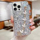 For iPhone 15 Pro Max Starry Sequin Butterfly Chain Epoxy TPU Phone Case(Silver) - 1