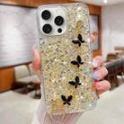 For iPhone 15 Pro Starry Sequin Butterfly Chain Epoxy TPU Phone Case(Yellow) - 1