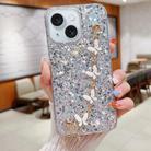 For iPhone 15 Starry Sequin Butterfly Chain Epoxy TPU Phone Case(Silver) - 1