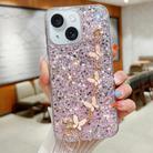 For iPhone 15 Starry Sequin Butterfly Chain Epoxy TPU Phone Case(Pink) - 1