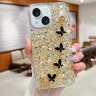 For iPhone 14 Plus Starry Sequin Butterfly Chain Epoxy TPU Phone Case(Yellow) - 1