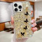 For iPhone 14 Pro Starry Sequin Butterfly Chain Epoxy TPU Phone Case(Yellow) - 1