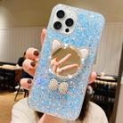 For iPhone 15 Pro Starry Sequin Diamond Cat Ears Mirror Epoxy TPU Phone Case(Blue) - 1