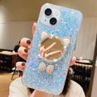 For iPhone 15 Plus Starry Sequin Diamond Cat Ears Mirror Epoxy TPU Phone Case(Blue) - 1
