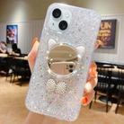 For iPhone 15 Starry Sequin Diamond Cat Ears Mirror Epoxy TPU Phone Case(Silver) - 1