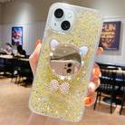 For iPhone 14 Plus Starry Sequin Diamond Cat Ears Mirror Epoxy TPU Phone Case(Yellow) - 1