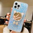 For iPhone 13 Pro Max Starry Sequin Diamond Cat Ears Mirror Epoxy TPU Phone Case(Blue) - 1