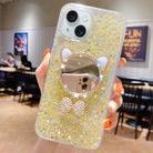 For iPhone 13 Starry Sequin Diamond Cat Ears Mirror Epoxy TPU Phone Case(Yellow) - 1
