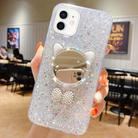 For iPhone 12 Starry Sequin Diamond Cat Ears Mirror Epoxy TPU Phone Case(Silver) - 1