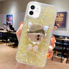 For iPhone 12 mini Starry Sequin Diamond Cat Ears Mirror Epoxy TPU Phone Case(Yellow) - 1