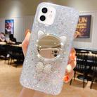 For iPhone 12 mini Starry Sequin Diamond Cat Ears Mirror Epoxy TPU Phone Case(Silver) - 1