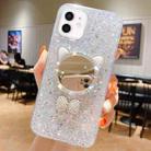 For iPhone 12 mini Starry Sequin Diamond Cat Ears Mirror Epoxy TPU Phone Case(Silver) - 1