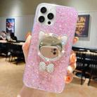 For iPhone 11 Pro Max Starry Sequin Diamond Cat Ears Mirror Epoxy TPU Phone Case(Pink) - 1