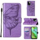 For Motorola Moto G Power 2023 Embossed Butterfly Leather Phone Case(Purple) - 1