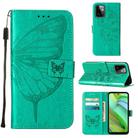 For Motorola Moto G Power 2023 Embossed Butterfly Leather Phone Case(Green) - 1